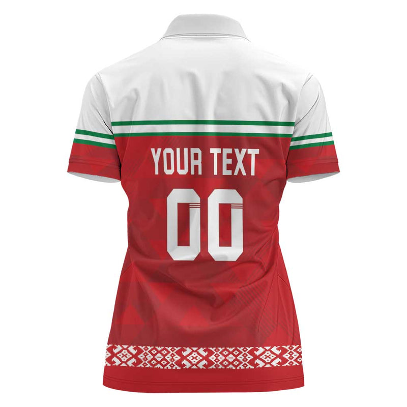 Custom Belarus Ice Hockey 2025 Go Bisons Red Version Women Polo Shirt