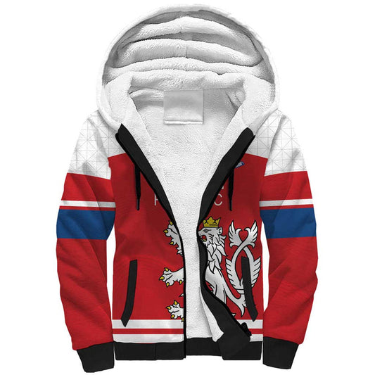 Custom Czech Republic Hockey Czech Lion Sherpa Hoodie