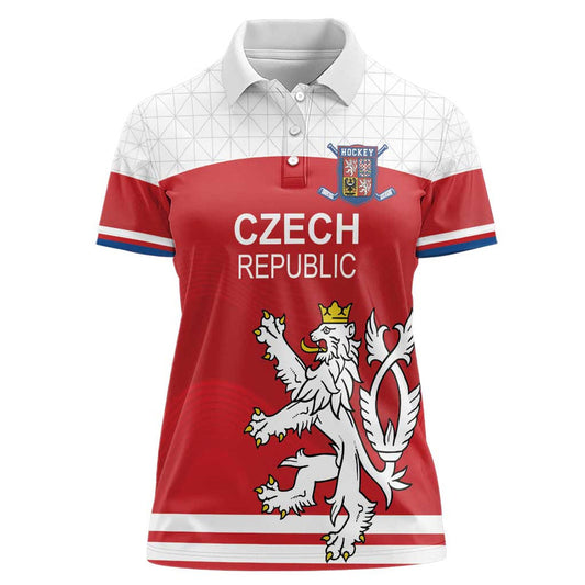 Custom Czech Republic Hockey Czech Lion Women Polo Shirt
