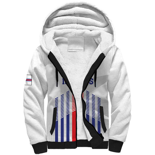 Custom Faroe Islands Football Go Champion White Version Sherpa Hoodie