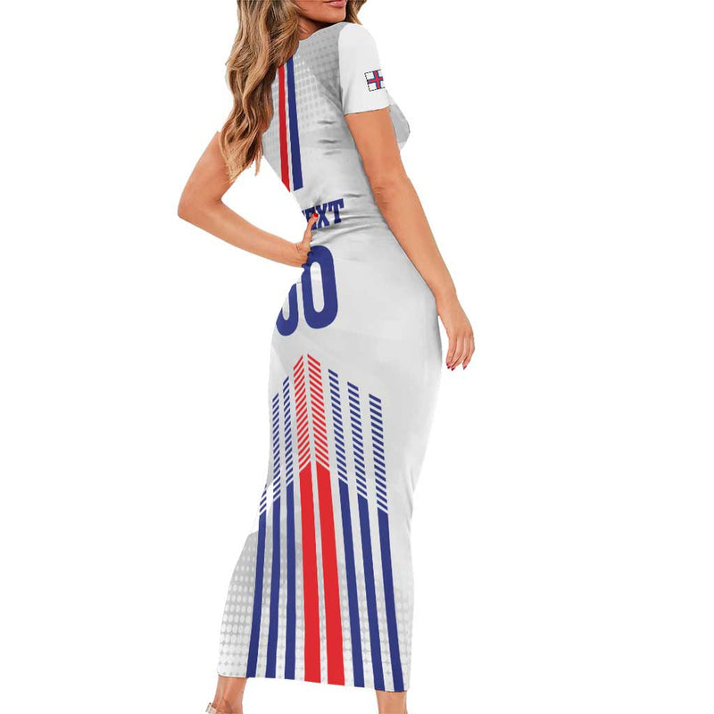 Custom Faroe Islands Football Go Champion White Version Short Sleeve Bodycon Dress