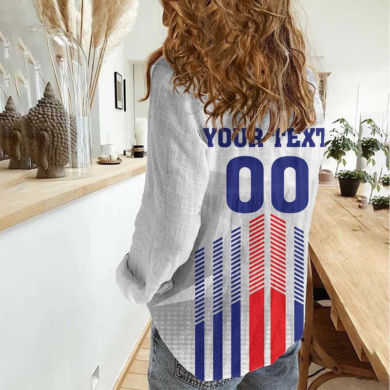 Custom Faroe Islands Football Go Champion White Version Women Casual Shirt