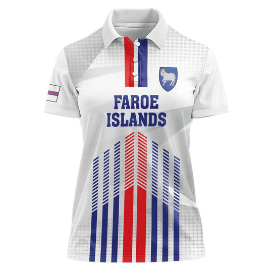 Custom Faroe Islands Football Go Champion White Version Women Polo Shirt