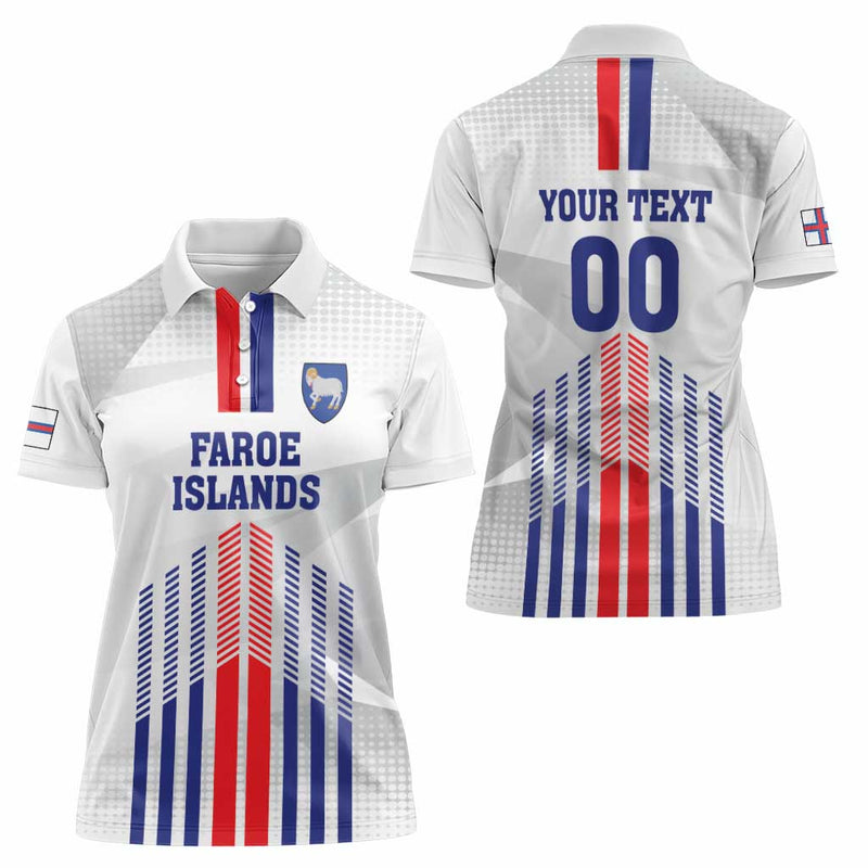 Custom Faroe Islands Football Go Champion White Version Women Polo Shirt