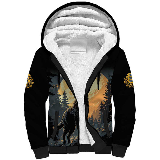 Estonia Wolf Howling At The Moon Sherpa Hoodie