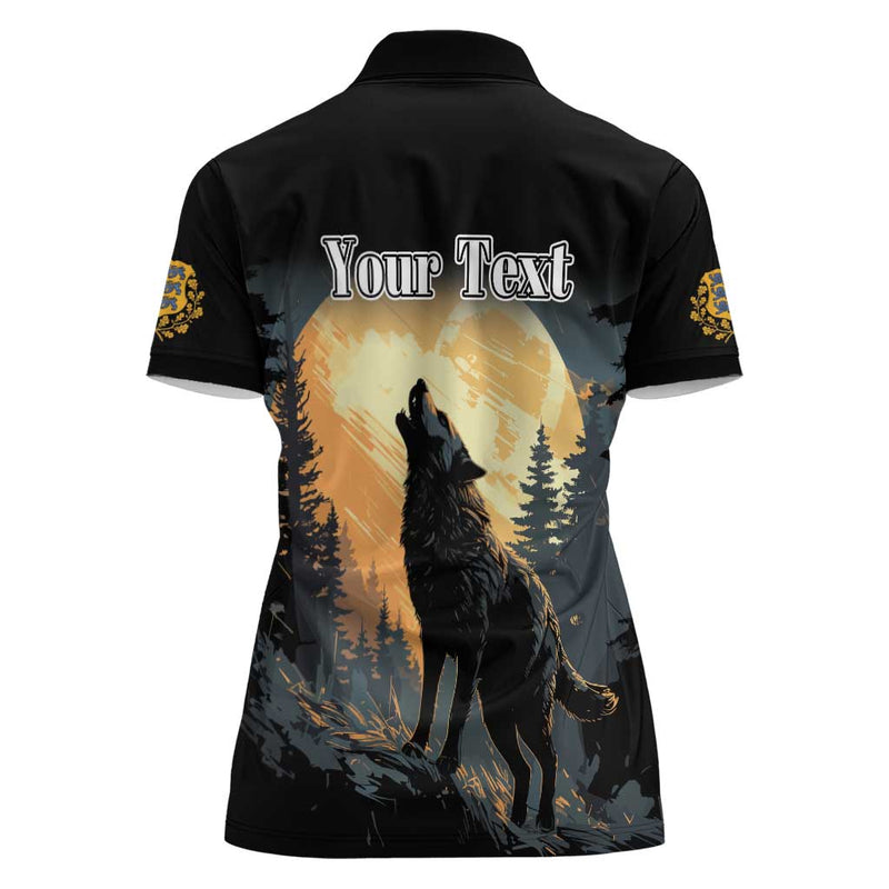 Estonia Wolf Howling At The Moon Women Polo Shirt