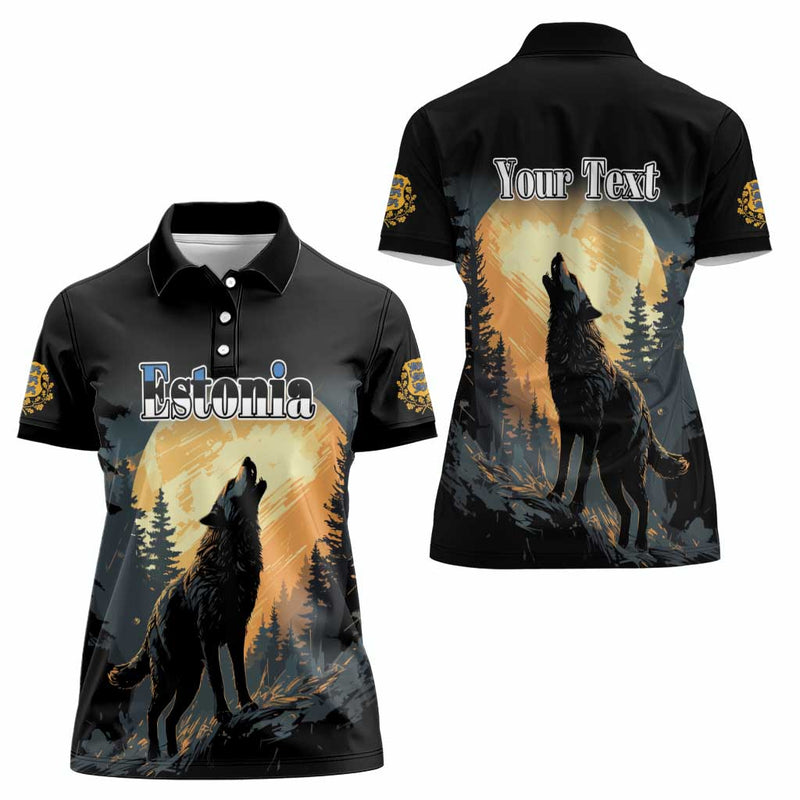 Estonia Wolf Howling At The Moon Women Polo Shirt