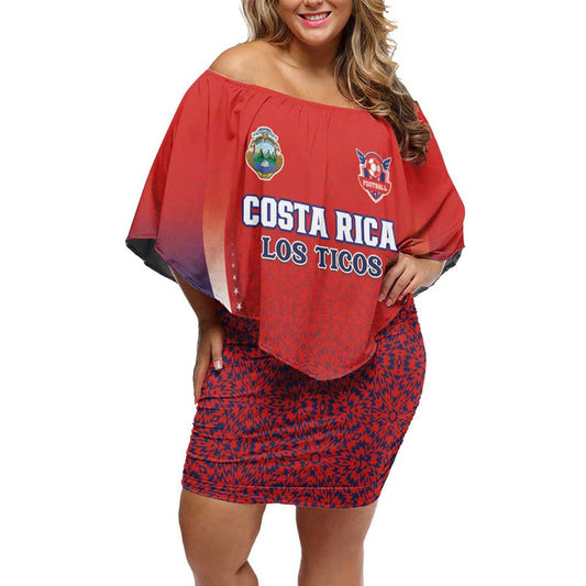 Custom Costa Rica Football Los Ticos Sporty Style Off Shoulder Short Dress