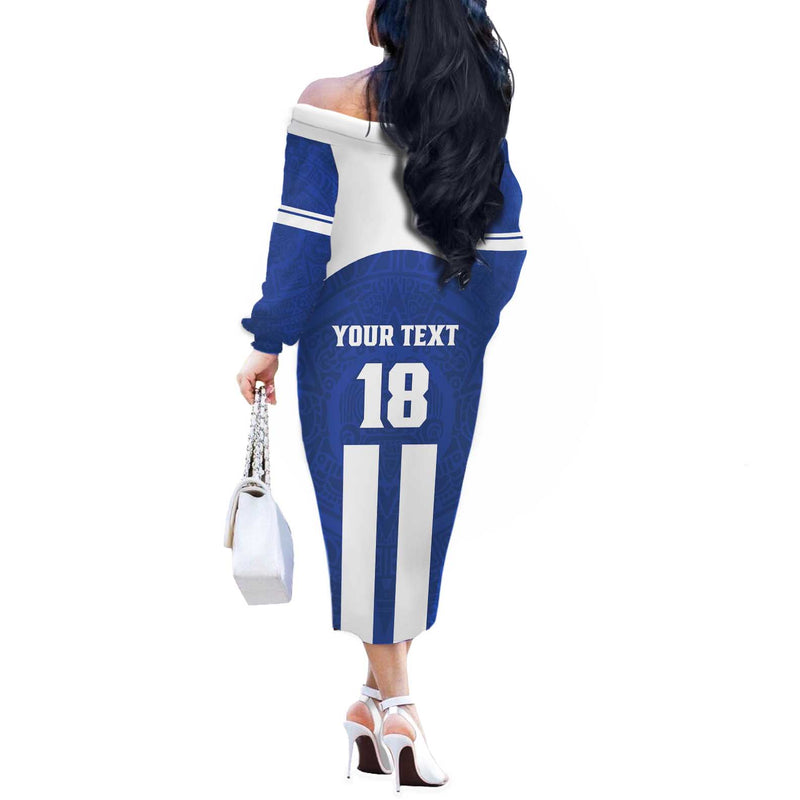 Custom Honduras Football La H Go Champion Off The Shoulder Long Sleeve Dress