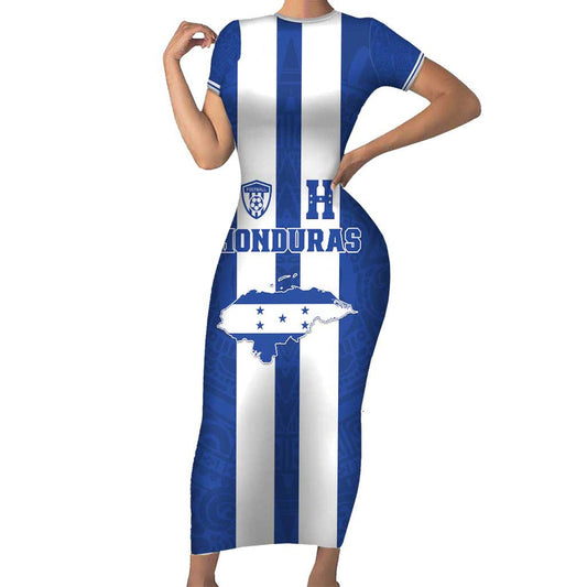Custom Honduras Football La H Go Champion Short Sleeve Bodycon Dress