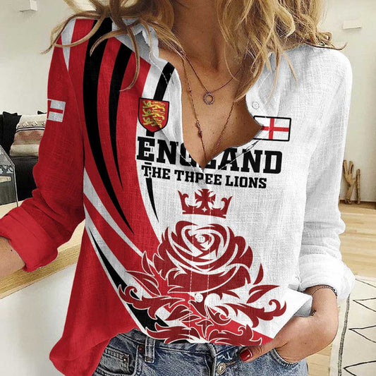 Custom England Football Simple Style Women Casual Shirt