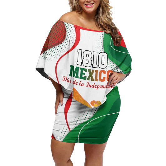 Custom Mexico Independence Day Monumento A La Independencia Off Shoulder Short Dress