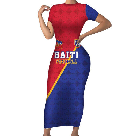 Custom Haiti Football Les Grenadiers Short Sleeve Bodycon Dress