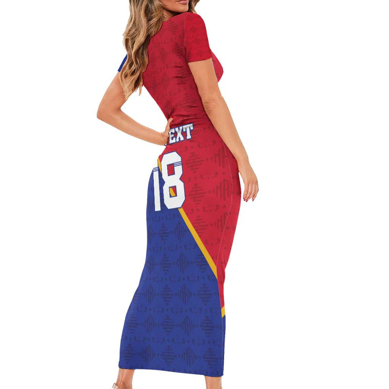 Custom Haiti Football Les Grenadiers Short Sleeve Bodycon Dress