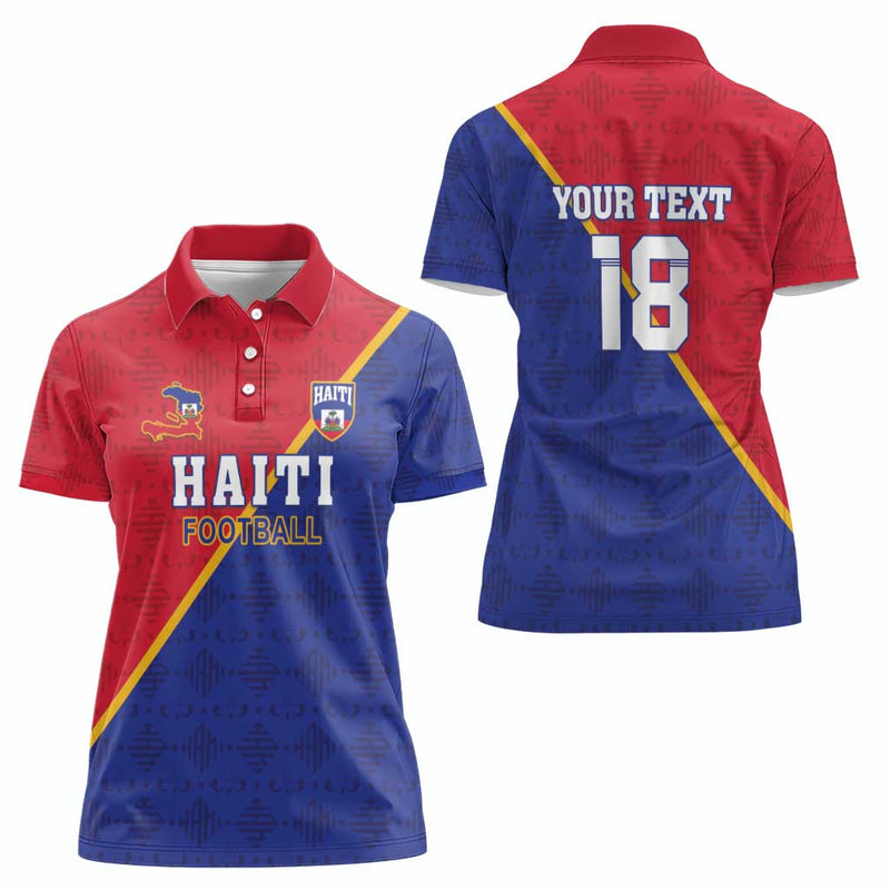 Custom Haiti Football Les Grenadiers Women Polo Shirt