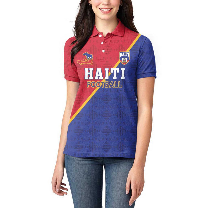 Custom Haiti Football Les Grenadiers Women Polo Shirt
