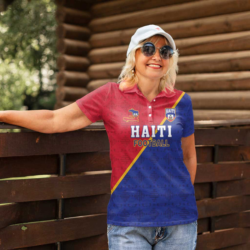 Custom Haiti Football Les Grenadiers Women Polo Shirt