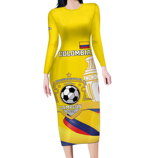 Custom Colombia Football Go Champions Unique Style Long Sleeve Bodycon Dress
