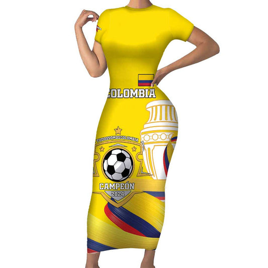 Custom Colombia Football Go Champions Unique Style Short Sleeve Bodycon Dress