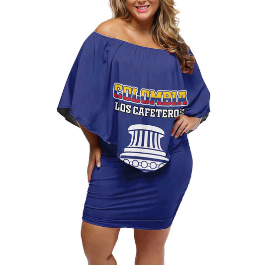 Custom Colombia Football 2024 Copa America Off Shoulder Short Dress