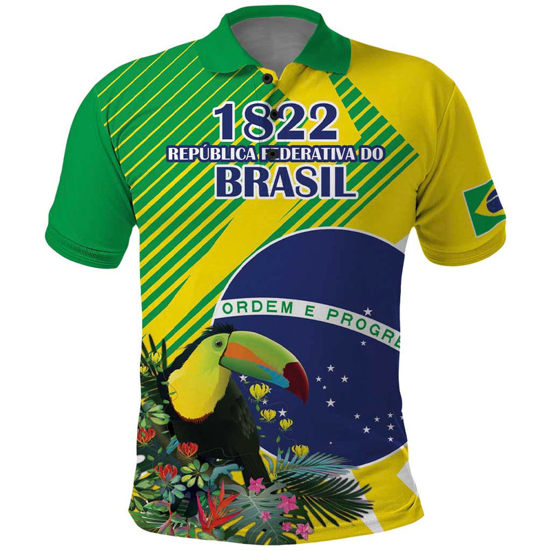 Custom Brazil Independence Day Toco Toucan Ordem e Progresso Polo Shirt