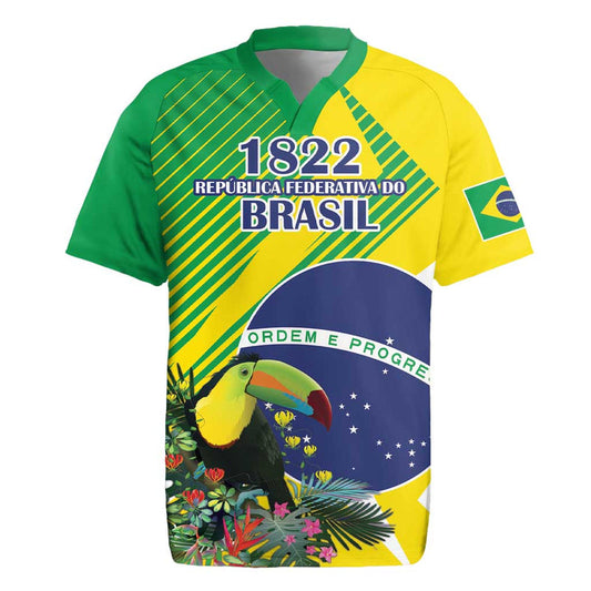 Custom Brazil Independence Day Toco Toucan Ordem E Progresso Rugby Jersey