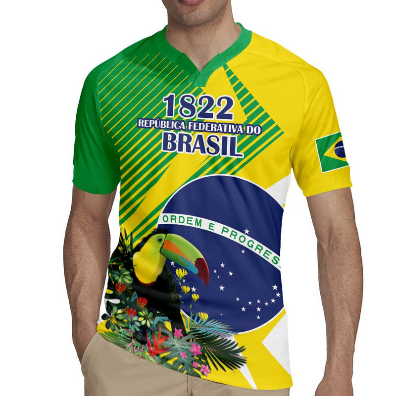 Custom Brazil Independence Day Toco Toucan Ordem E Progresso Rugby Jersey