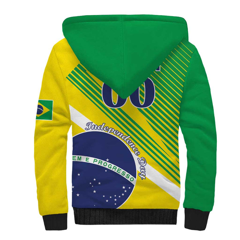 Custom Brazil Independence Day Toco Toucan Ordem e Progresso Sherpa Hoodie