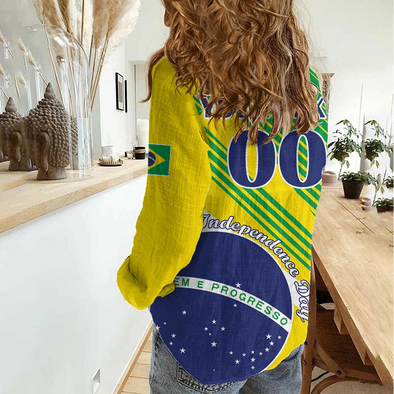 Custom Brazil Independence Day Toco Toucan Ordem e Progresso Women Casual Shirt