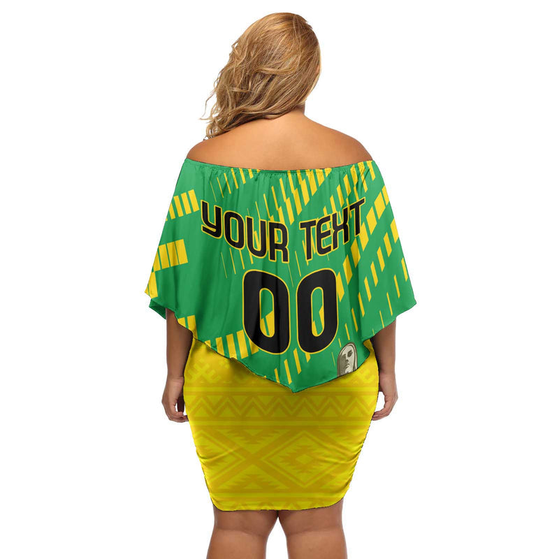 Custom Brazil Happy Independence Day Cristo Redentor Flag Style Off Shoulder Short Dress