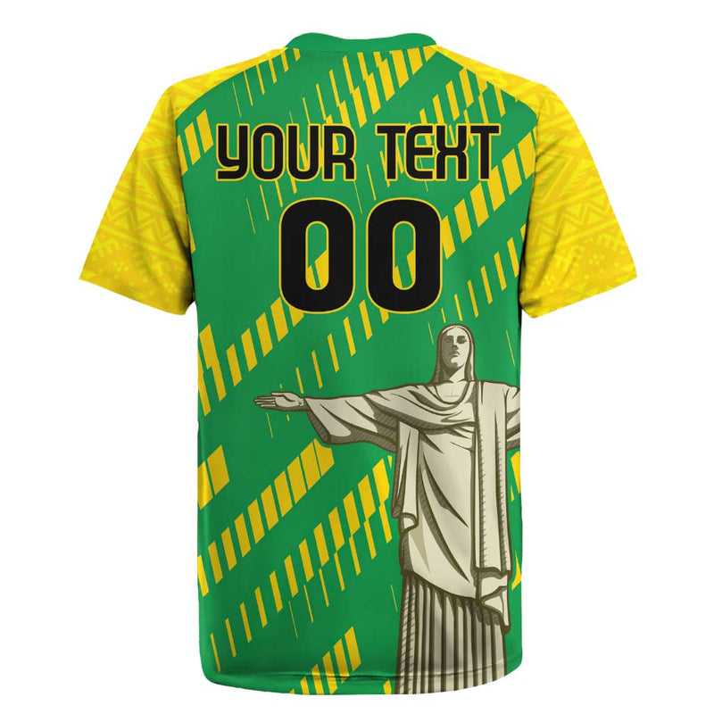 Custom Brazil Happy Independence Day Cristo Redentor Flag Style Rugby Jersey