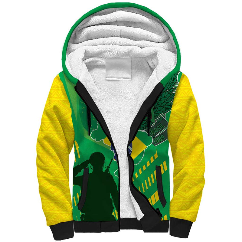 Custom Brazil Happy Independence Day Cristo Redentor Flag Style Sherpa Hoodie