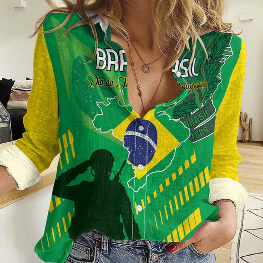 Custom Brazil Happy Independence Day Cristo Redentor Flag Style Women Casual Shirt