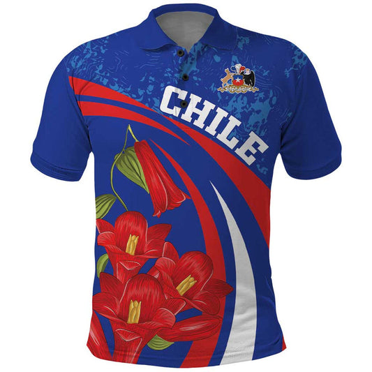 Custom Chile Lapageria With Grunge Style Polo Shirt