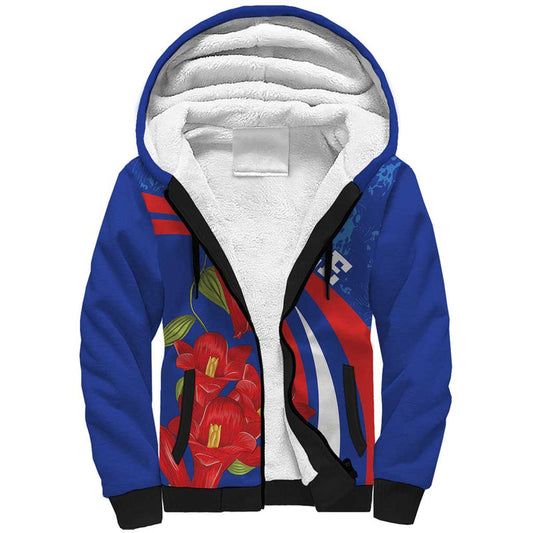Custom Chile Lapageria With Grunge Style Sherpa Hoodie