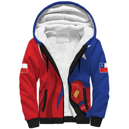 Custom Chile Independence Day Lapageria Flower With Coat Of Arms Sherpa Hoodie