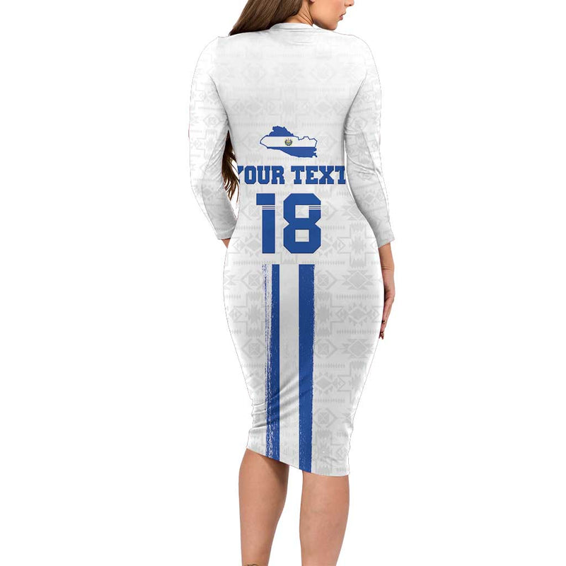 Custom El Salvador Football La Selecta Sporty Style Long Sleeve Bodycon Dress