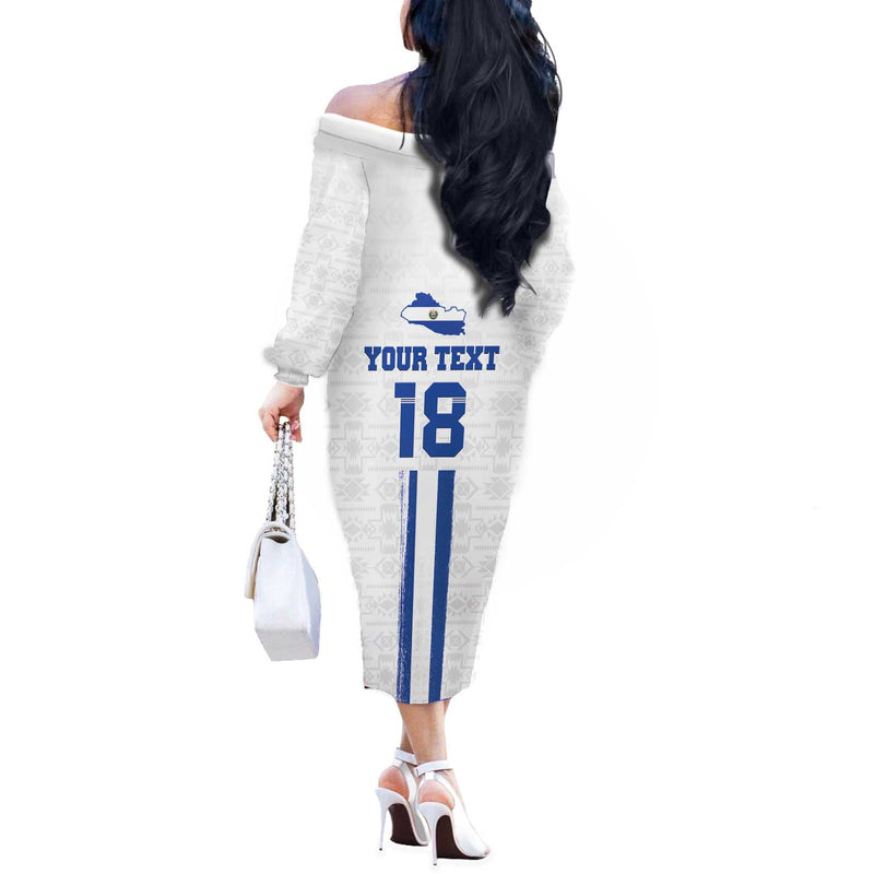 Custom El Salvador Football La Selecta Sporty Style Off The Shoulder Long Sleeve Dress