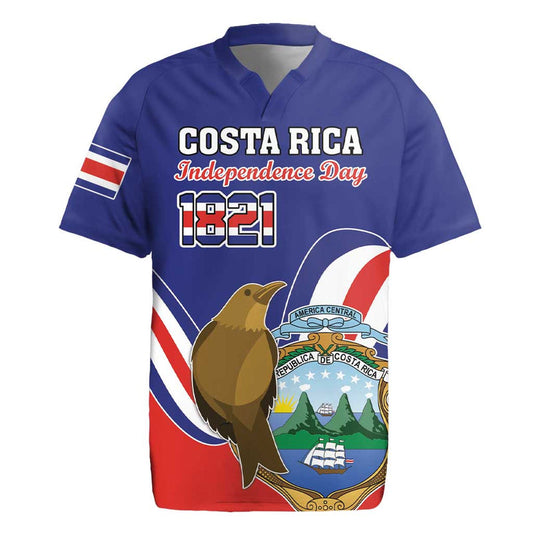 Custom Costa Rica Independence Day Turdus Grayi Bird With Coat Of Arms Rugby Jersey