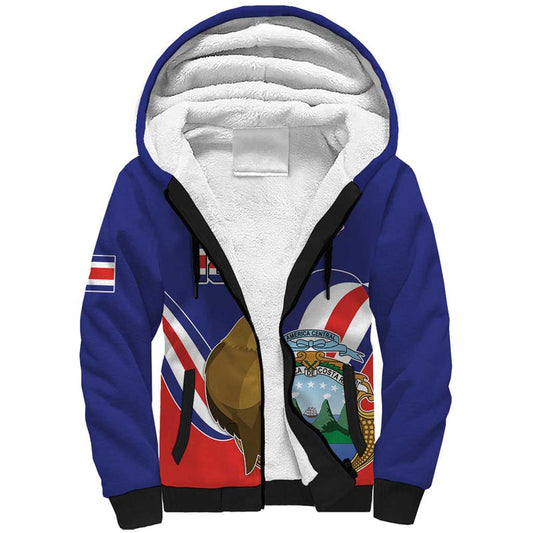 Custom Costa Rica Independence Day Turdus Grayi Bird With Coat Of Arms Sherpa Hoodie