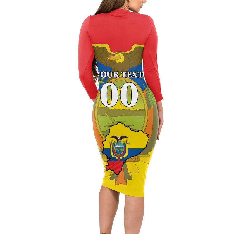 Custom Ecuador Independence Day 1809 Monumento A La Independencia Long Sleeve Bodycon Dress