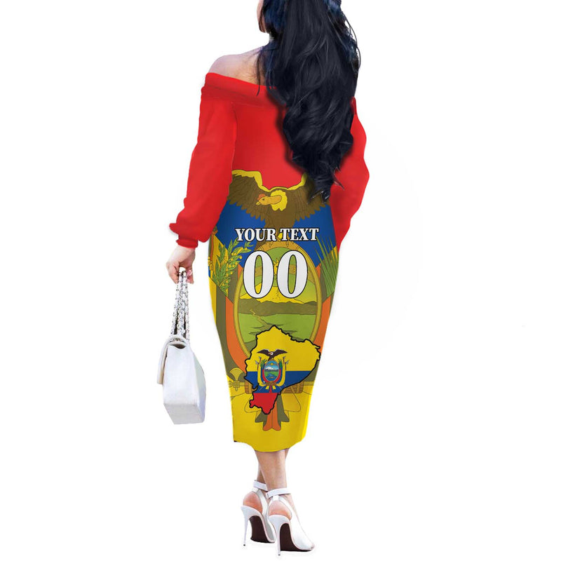 Custom Ecuador Independence Day 1809 Monumento A La Independencia Off The Shoulder Long Sleeve Dress
