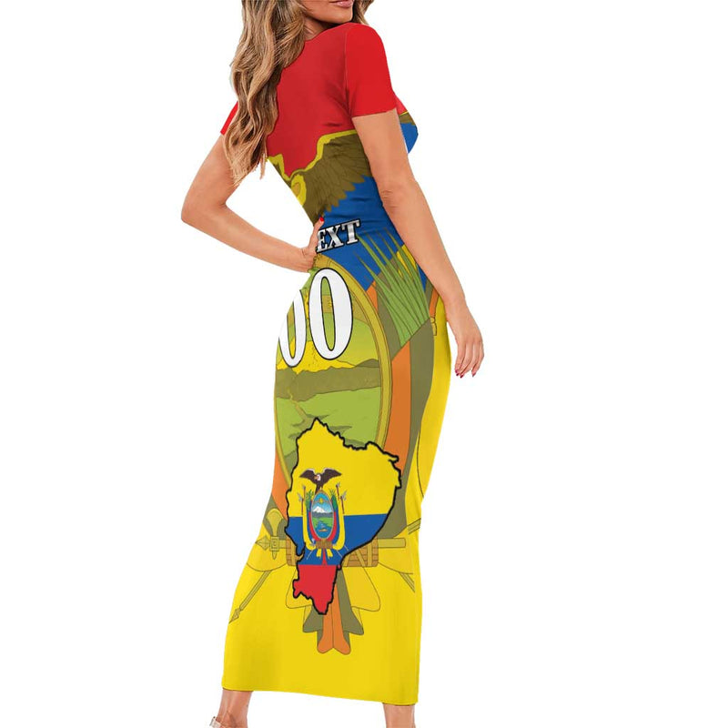 Custom Ecuador Independence Day 1809 Monumento A La Independencia Short Sleeve Bodycon Dress