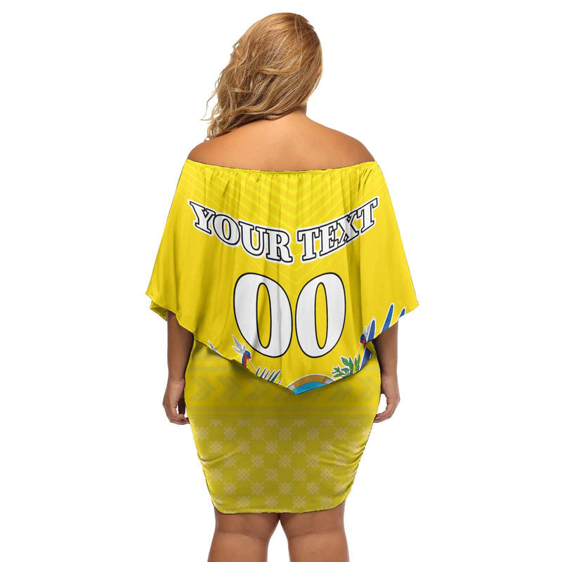 Custom Ecuador Independence Day Andean Condor With Coat Of Arms Off Shoulder Short Dress