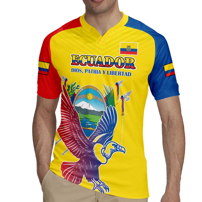 Custom Ecuador Independence Day Andean Condor With Coat Of Arms Rugby Jersey