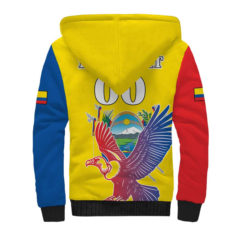 Custom Ecuador Independence Day Andean Condor With Coat Of Arms Sherpa Hoodie