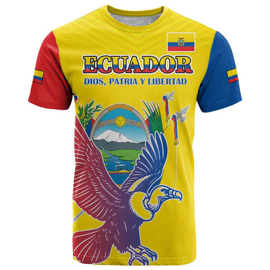Custom Ecuador Independence Day Andean Condor With Coat Of Arms T Shirt
