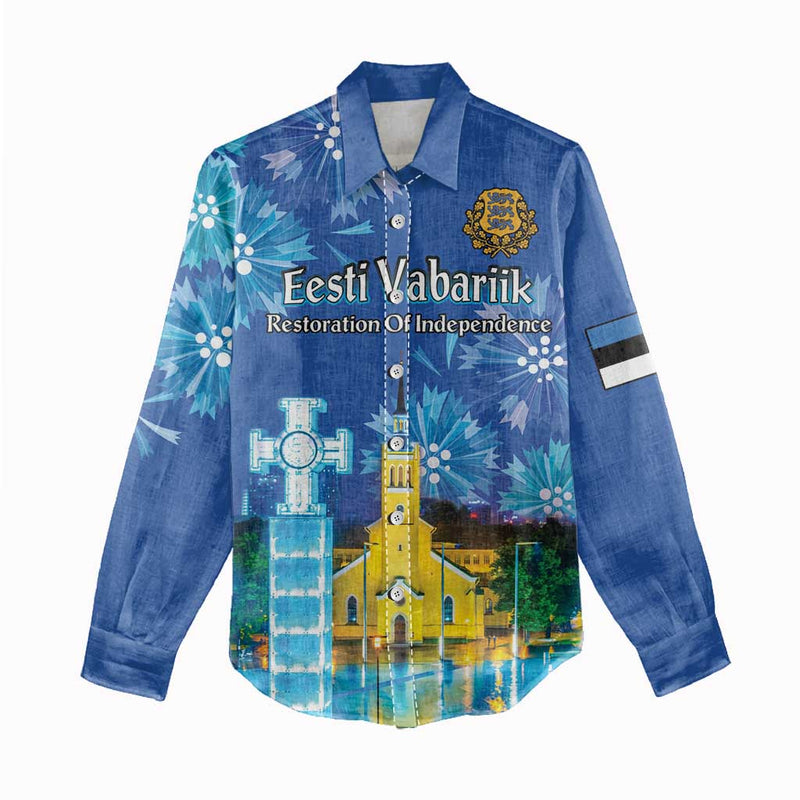 Estonian Restoration of Independence Freedom Square Tallinn Capital Women Casual Shirt