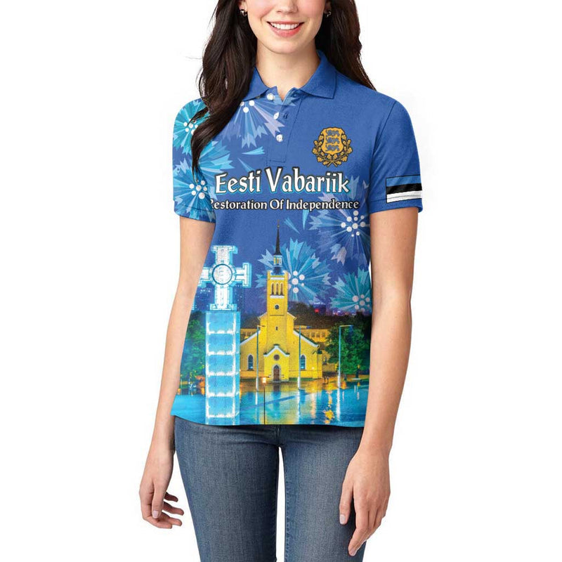 Estonian Restoration of Independence Freedom Square Tallinn Capital Women Polo Shirt