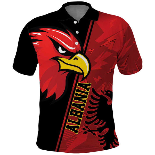 Albania Eagle National Emblem Grunge Pattern Polo Shirt